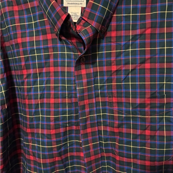 L.L Bean Men's Wrinkle-Free Button Shirt Plaid Red Blue - Picture 3 of 5